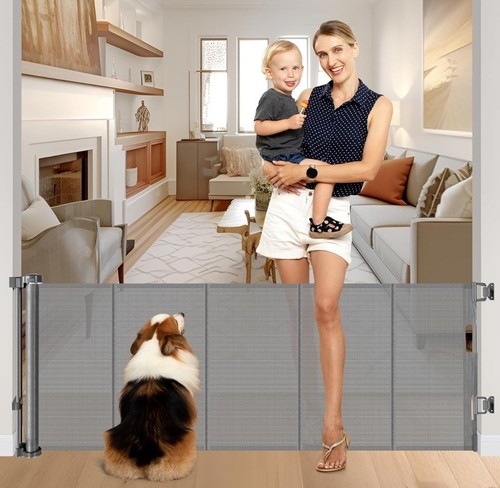 Tall retractable dog gate - retractable,