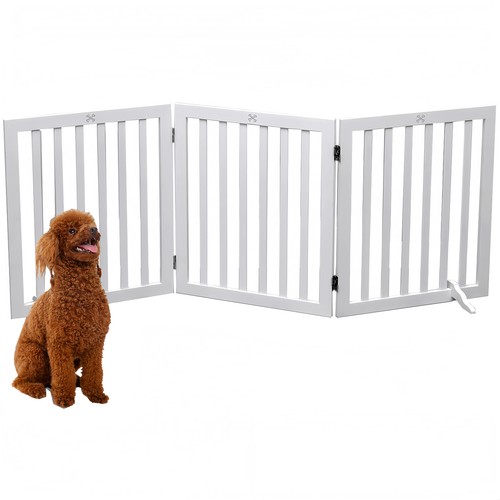 Dog gate wooden freestanding - dog,