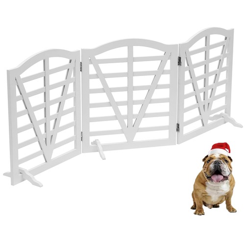 Wooden dog gate freestanding - gate,