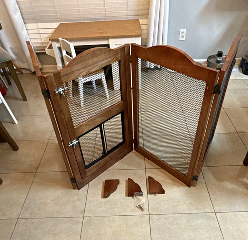 Foldable wood pet baby gate - or,